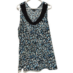 George Women's Tank Top Round Neck Breathable Blue Black and White Size 3X